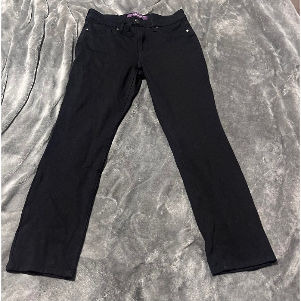 Gloria Vanderbilt Amanda High Rise Straight Leg Jeans Black Size 6 Stretch
